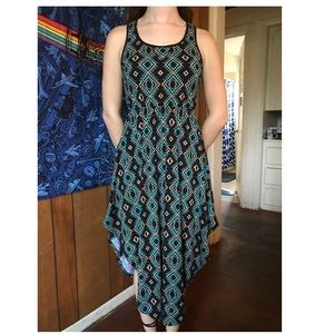 Aztec print high low dress